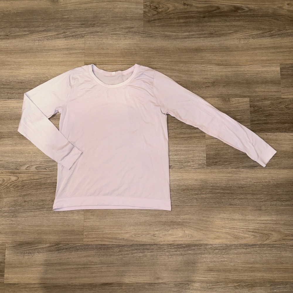 Lululemon Light Pink Long Sleeve Athletic Top Size 6 Ribbed‎ Stretch